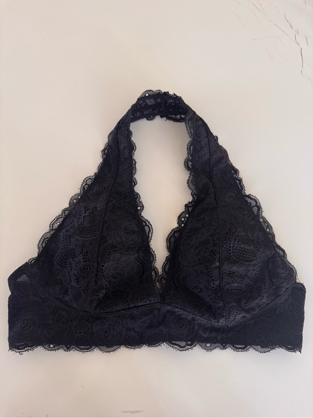 free press Black Lace Halter Bralette